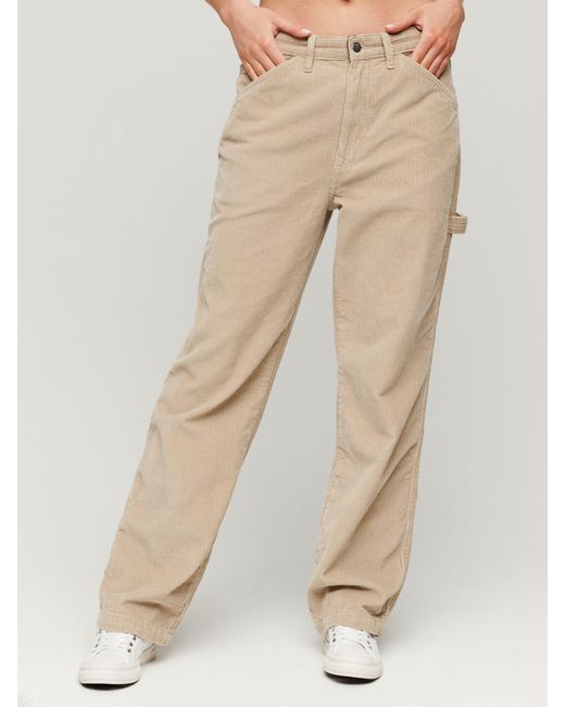 Superdry Cord Carpenter Trousers in Natural | Lyst UK