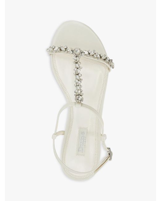 Dune White Bridal Collection Nuptuals Embellished T-bar Sandals