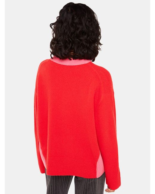 Whistles Red Colour Block Crew Neck Knit