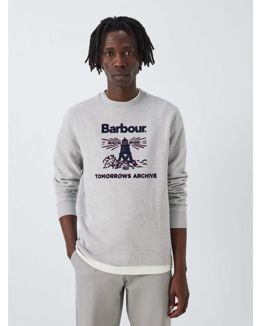 Barbour Gray Tomorrow's Archive Sweat Crew Jumper for men