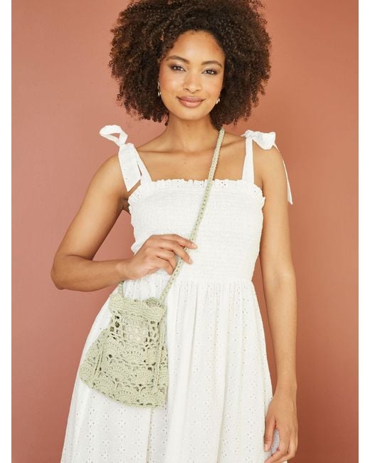 Yumi' Green Crochet Bag With Beaded Trim