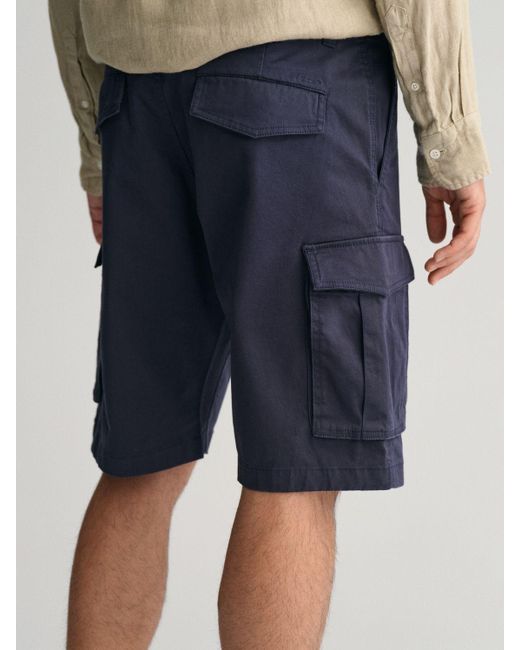 Gant Blue Relaxed Twill Cargo Shorts for men