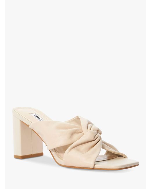 Dune Natural Wide Fit Maizing Soft Leather Twist Strap Mules
