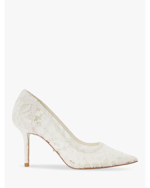 Dune White Bridal Collection Adoring Lace Stiletto Court Shoes