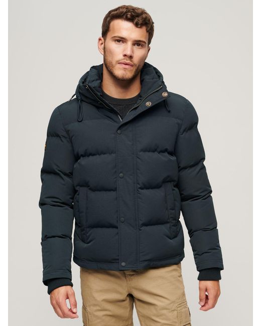 Superdry Blue Everest Hooded Puffer Jacket for men