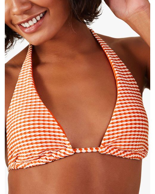 Accessorize Orange Wavy Stripe Triangle Bikini Top