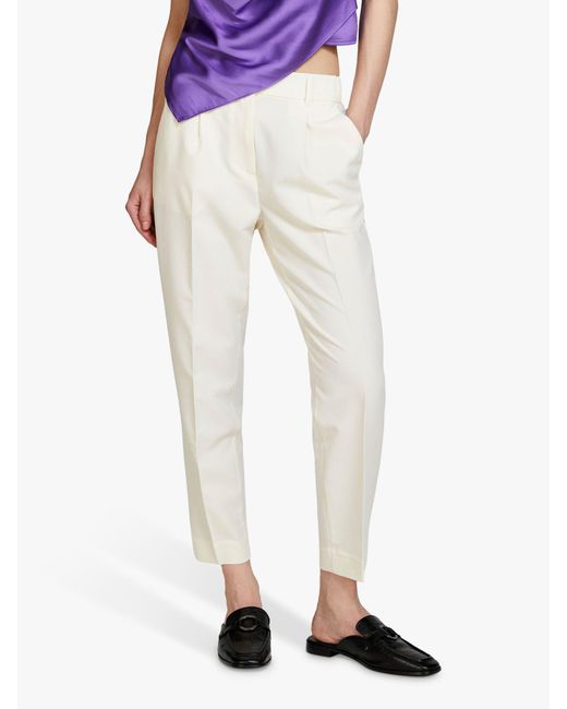 Sisley White Plain Tailored Cropped Trousers