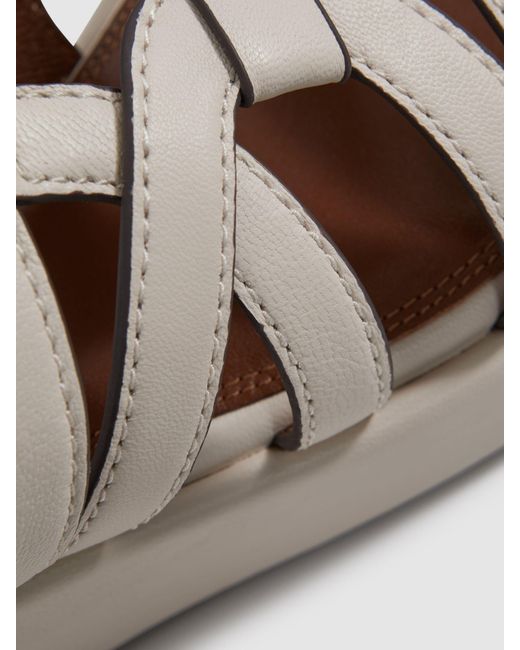 Reiss White Naya Leather Platform Sandals