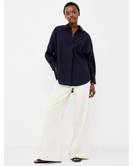 French Connection Blue Appelona Broderie Anglaise Back Shirt