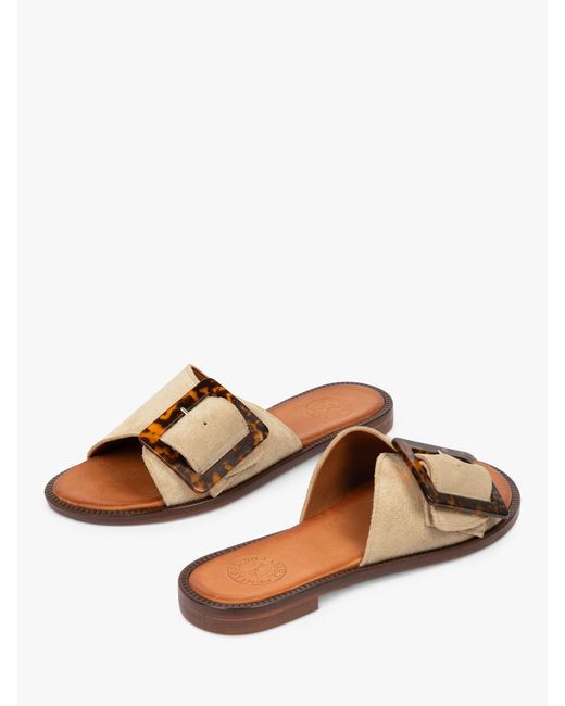 Penelope Chilvers Natural Biarritz Suede Buckle Sandals