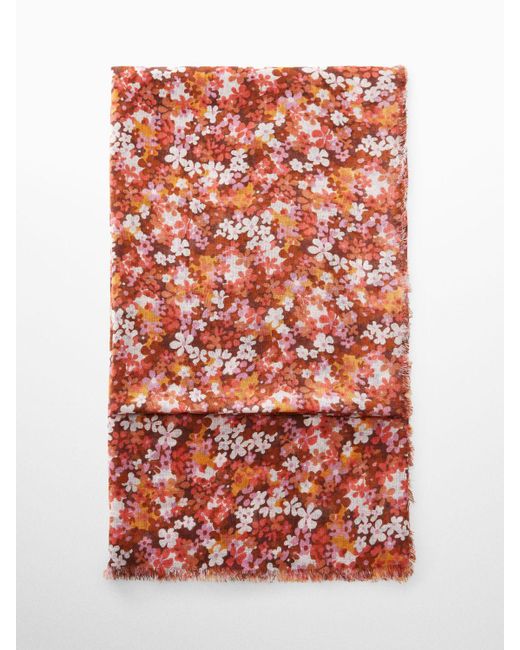 Mango Red Florence Floral Print Scarf