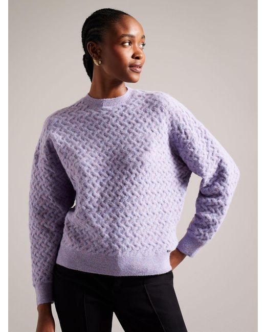 Ted Baker Purple Morlea Horizontal Cable Knit Easy Fit Jumper