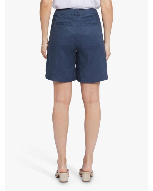 NYDJ Blue Relaxed Stretch Linen Blend Shorts