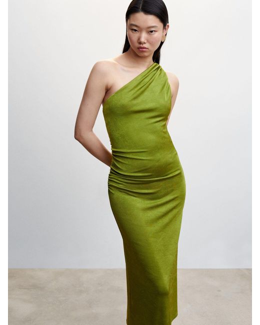 Mango Green Kalet Asymmetric Bodycon Midi Dress