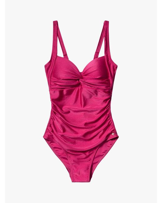 Panos Emporio Pink Verona Ruched Shaping Twist Front Swimsuit