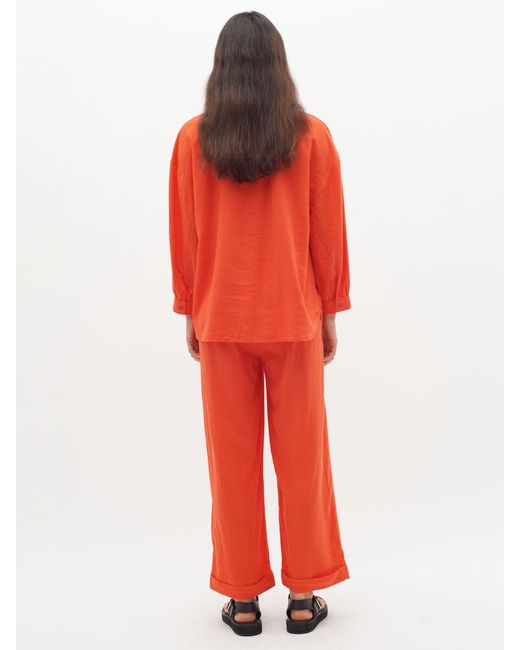 Inwear Orange Ellie V-notch Neck 3/4 Sleeve Blouse