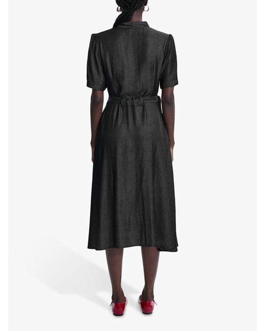 James Lakeland Black Short Sleeve Midi Day Dress