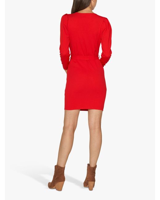 Sisters Point Red Glut Wrap Mini Dress