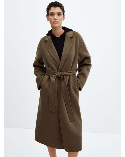 Mango Brown Batin Wool Blend Coat