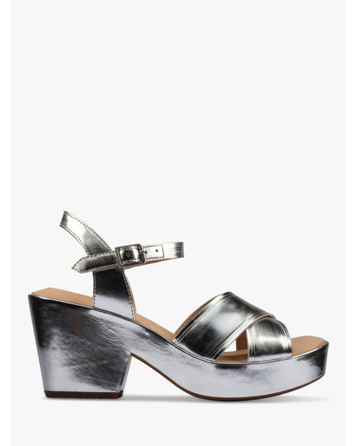 Clarks Metallic Maritsa Leather Platform Sandals