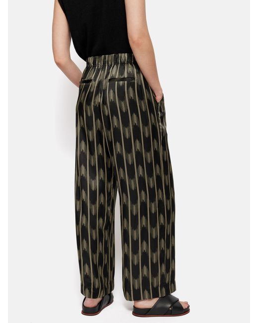 Jigsaw Black Ikat Stripe Silk Blend Trousers