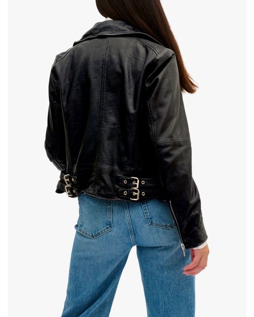 My Essential Wardrobe Black Leather Biker Jacket