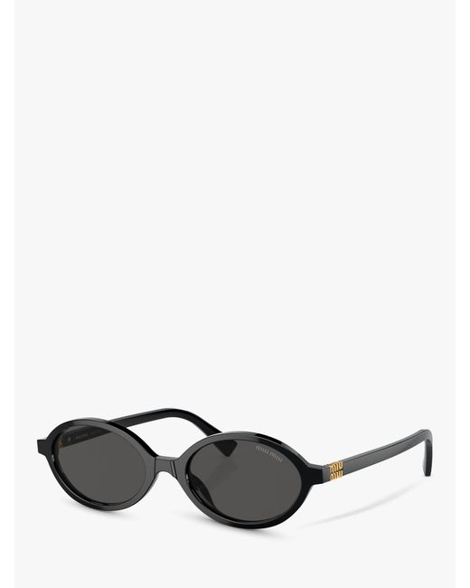 Miu Miu Black Mu 04zs Oval Sunglasses