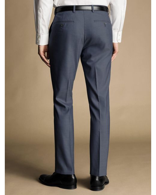 Charles Tyrwhitt Blue Sharkskin Ultimate Performance Slim Fit Suit Trousers for men