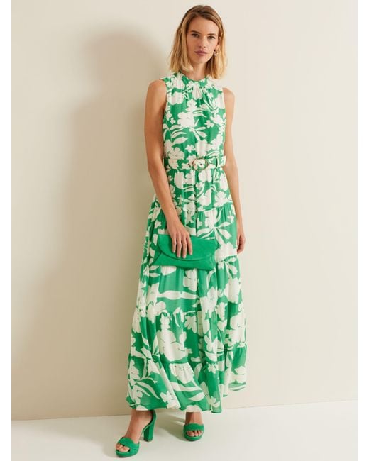 Phase Eight Green Kara Maxi Tiered Floral Dress