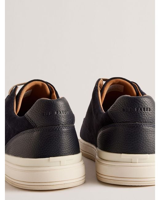 Ted Baker Black Brentfd Textured Leather Low Top Trainers for men