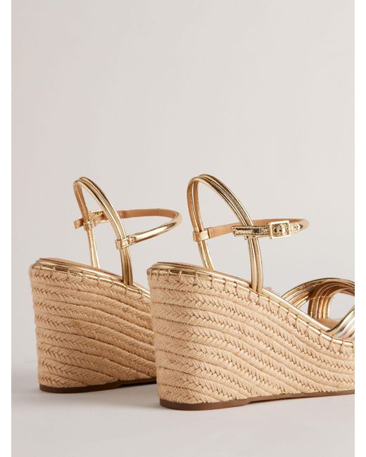 Ted Baker Natural Amaalia Cross Strap Leather Wedge Sandals