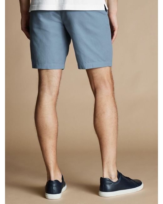 Charles Tyrwhitt Blue Linen Blend Shorts for men
