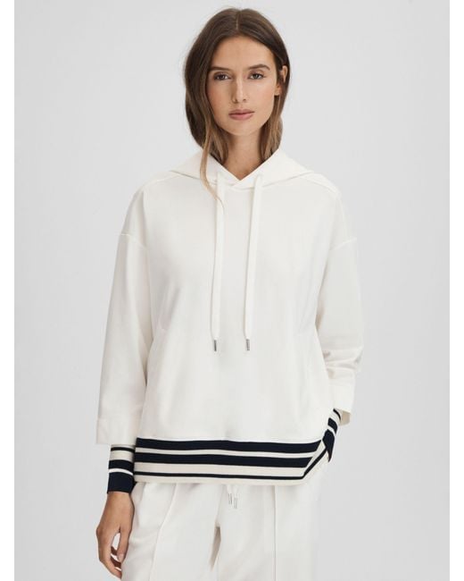 Reiss Lexi Stripe Hem Hoodie in White Lyst UK
