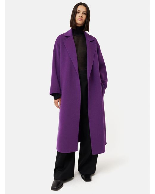 Jigsaw Purple Double Faced Wool Blend Wrap Coat