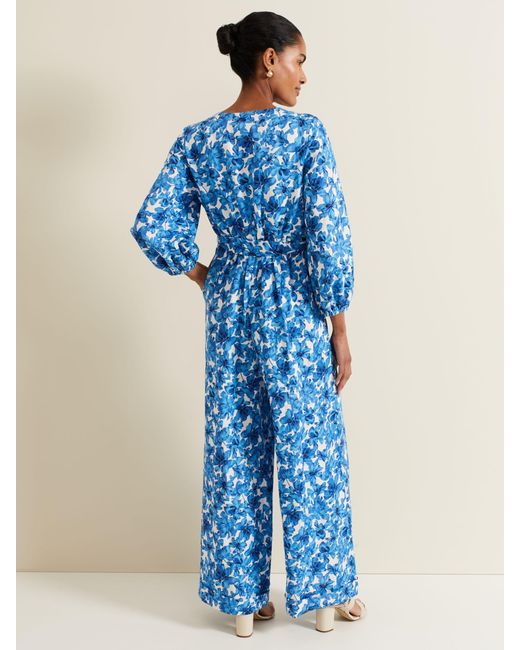 Phase Eight Blue Rosey Floral Print Jumpsuit