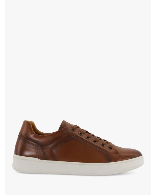 Dune Brown Toledo Low Top Leather Trainers for men