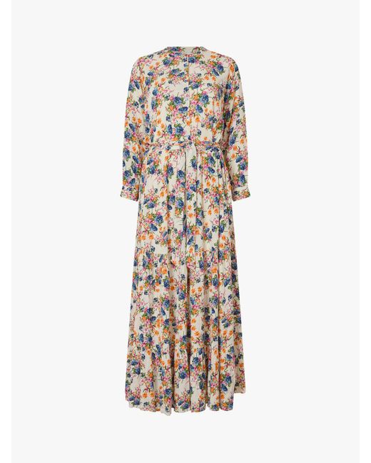 Lolly's Laundry White Nee Floral Print 3/4 Sleeve Maxi Dress