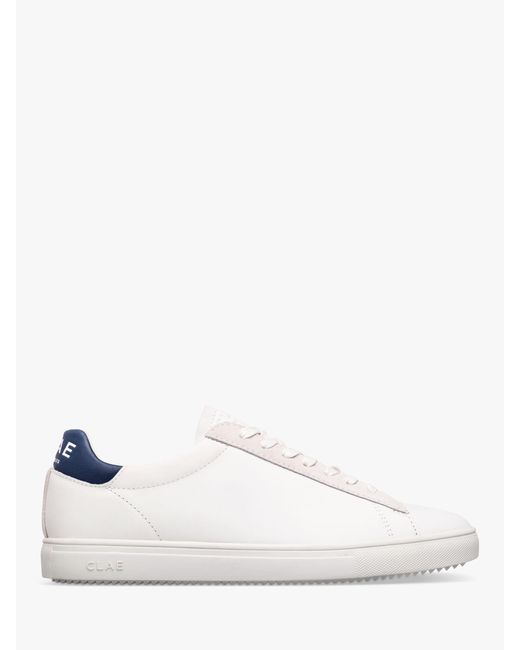 CLAE White Bradley Leather Lace Up Trainers for men