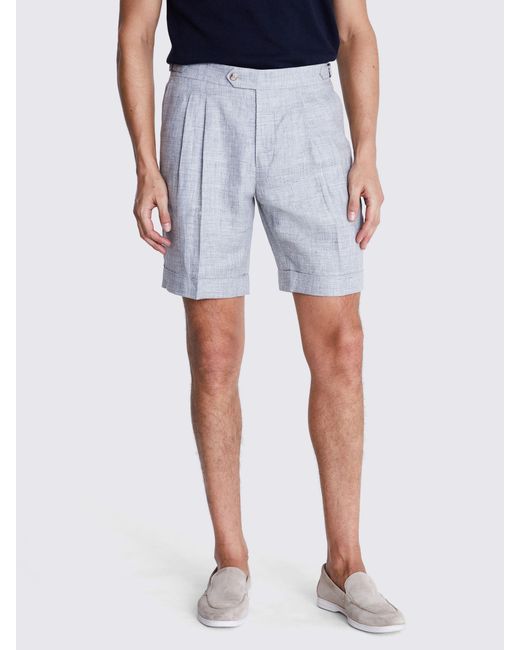 Moss Bros Blue Linen Shorts for men