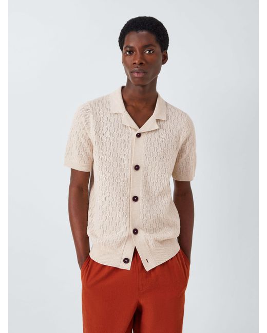 John Lewis Natural Short Sleeve Open Knit Shirt for men