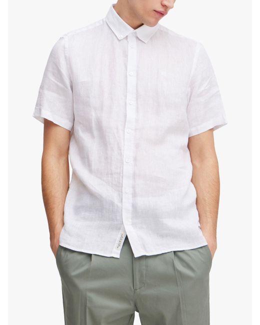 Casual Friday White Anton Short Sleeve Linen Shirt for men