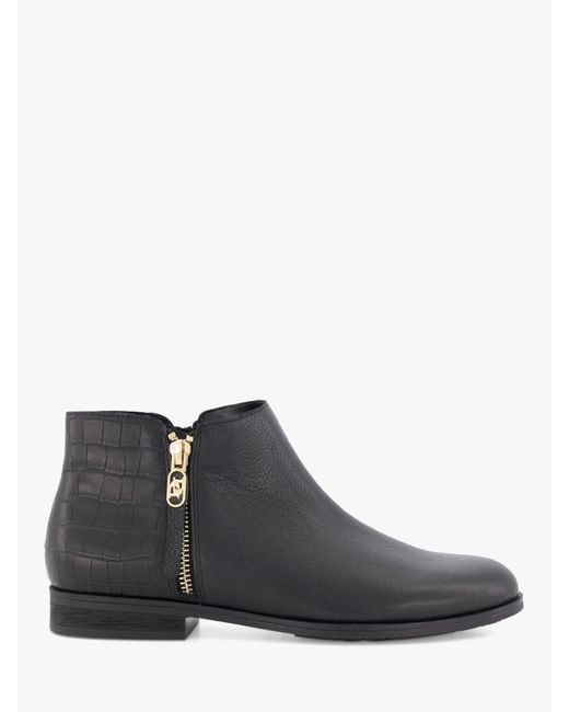 Dune Black Pond Leather Ankle Boots