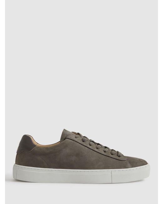 Reiss Gray Finley Leather Trainers for men