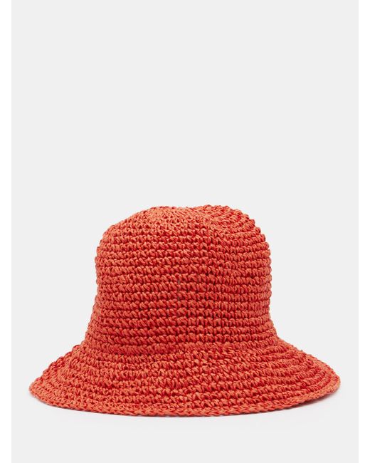 Hush Red Remy Raffia Bucket Hat