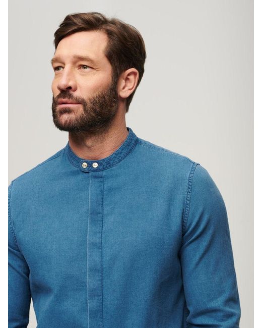 Superdry Blue Grandad Shirt for men