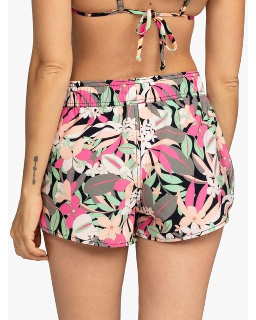 Roxy Red Palm Print Wave Board Shorts