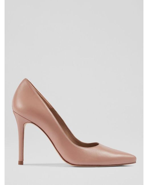 L.K.Bennett Pink Fern Pointed Toe Leather Court Shoes