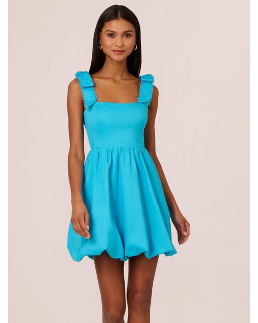 Adrianna Papell Blue Adrianna By Tie Shoulder Mini Dress