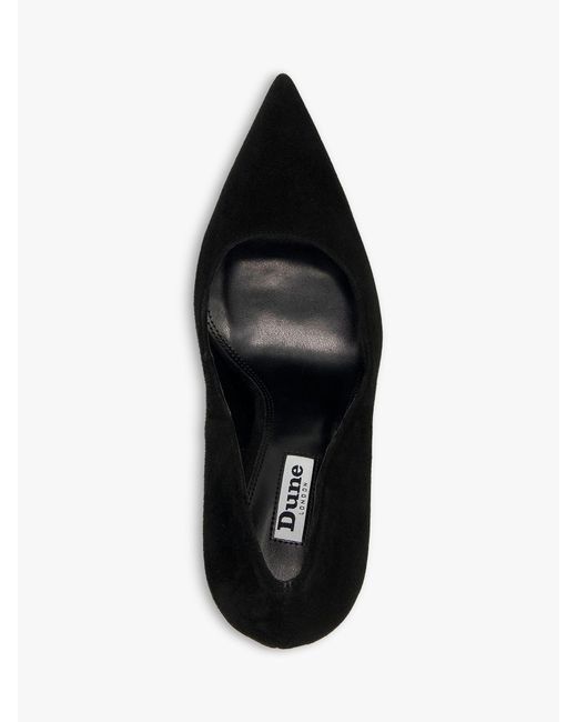 Dune Black Bonus Suede Embellished Heel Court Shoes