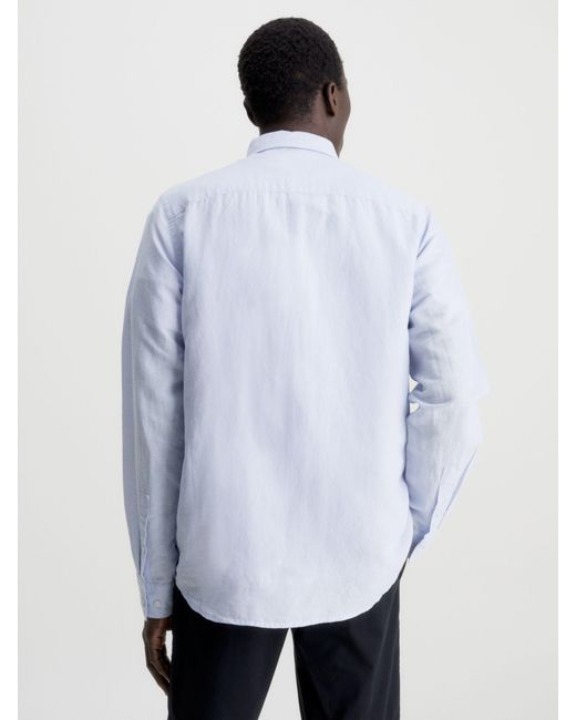 Calvin Klein White Linen Cotton Shirt for men